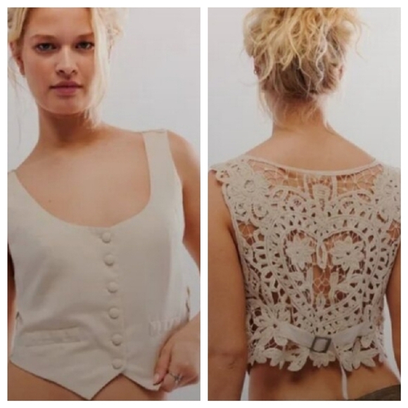 Free people Womens Bailey Crochet Vest Size XL New - Picture 1 of 8
